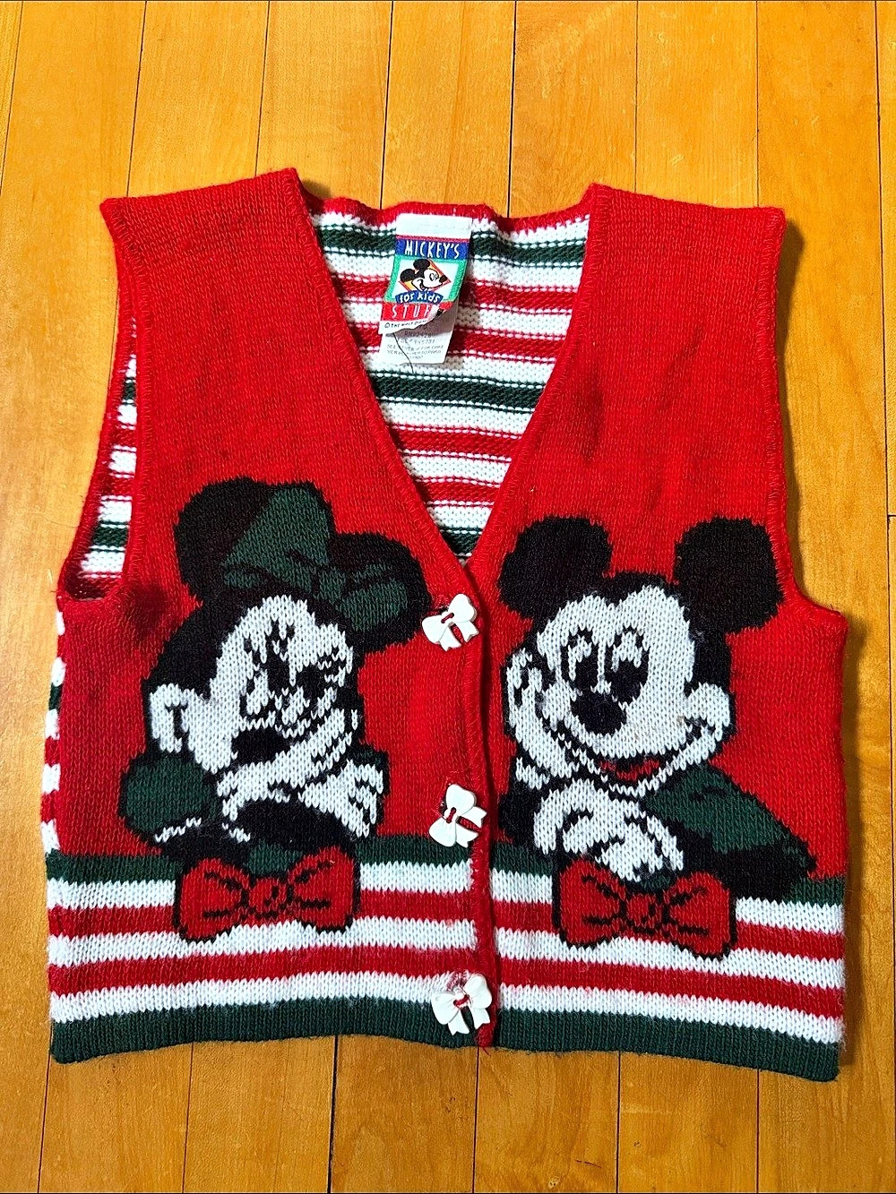Disney Mickey's Stuff Mickey Minnie Christmas Vest Red & Green girls 4/5